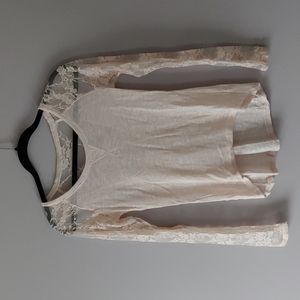 Pink Candie's Lace Long Sleeve with Sheer Back